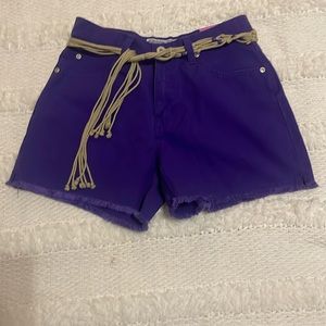 Y2K limited too short, fringe beaded belt purple 100% cotton girls size 14 slim